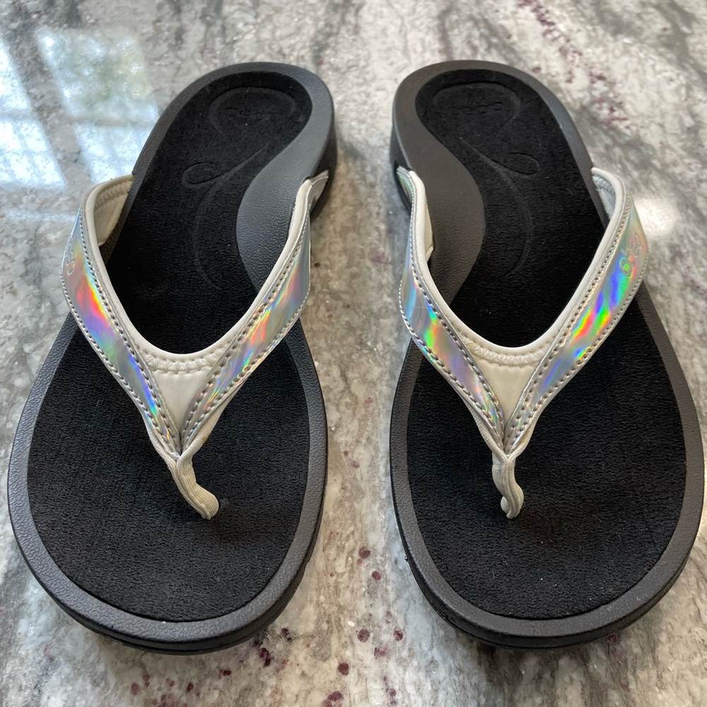 Abeo Alea Balboa Style Silver Holo Flip Flops 7